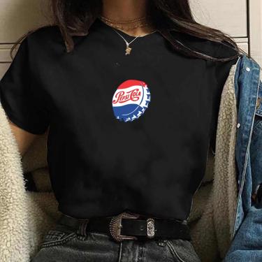 Imagem de Camiseta feminina logo pepsi cola tampinha Blusa Algodao
