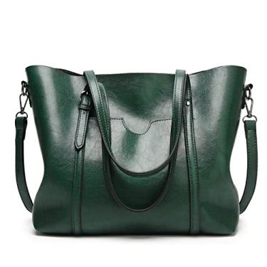 Imagem de Bolsa de ombro Cicilin feminina, de couro, com grande capacidade, bolsa estilo pasta, Verde, One Size