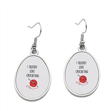 Imagem de Brinco de crochê I Bloody Love – Brincos pendentes para meninas – Presente de festa de aniversário dos namorados
