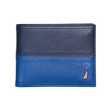 Imagem de Nautica Carteira de couro de dois tons Pebble, Azul cobalto, OSFA