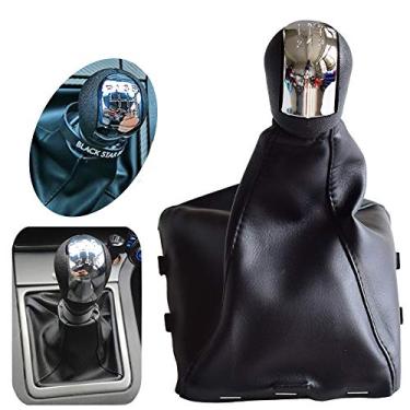 Imagem de Tampa de bota de polaina de alavanca de câmbio cromada de 6 velocidades para Opel Vauxhall Vectra C Vectra B Corsa Astra 2002-2005a C Vectra B Corsa Astra 2002 2003 2004 2005 (R-5-Speed-Set)