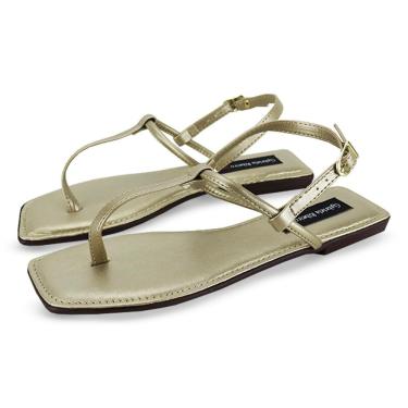 Imagem de Sandália Rasteira Feminina Tira Fina Bico Quadrada Estilo