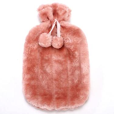Imagem de Garrafa de água quente PVC com capa de pelúcia macia bolsa de água quente para terapia de compressa quente e fria, ideal para cólicas menstruais, alívio da dor no pescoço e ombro, rosa, 2000 ml