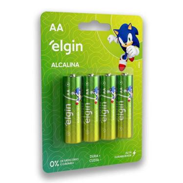 Imagem de 04 Pilhas Baterias Aa Elgin Alcalina 2A Pequena 1 Cartela