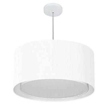 Imagem de Lustre Pendente Cilíndrico Duplo Cúpula Tecido 30/55x50 cm, Vivare Iluminação, Pendente4289 BR, Branco, Médio