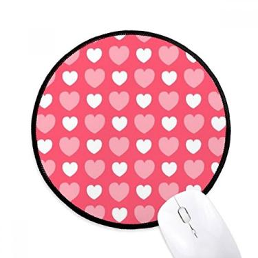 Imagem de Mouse pad Dia dos Namorados Rosa Branco Coração Spots Mesa Escritório Tapete Redondo para Computador