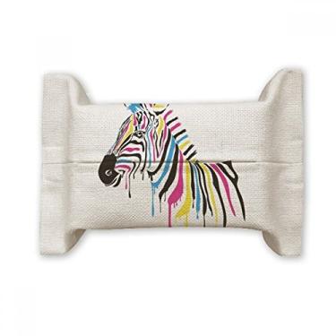 Imagem de Pinto Animal Rainbow Color Suporte de capa de papel para lenços faciais Bolsa de linho de algodão