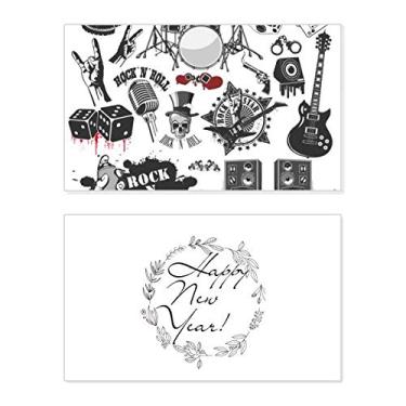 Imagem de Combinação de instrumentos musicais padrão ilustrado ano novo festival cartão felicitações Bless mensagem presente