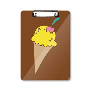 Imagem de Prancheta com estampa de sorvete amarelo cereja doce placa de suporte A4