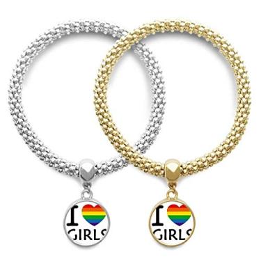 Imagem de DIYthinker Bracelete com pingente de coração bissexuais transgênero LGBT amante joia corrente para casal presente