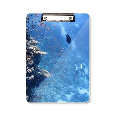 Imagem de Prancheta de prancheta de peixe oceano para mergulho ciência natureza placa de apoio A4