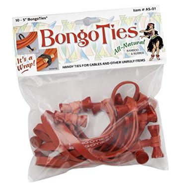 Imagem de BongoTies Gravatas Bongo All Red A5-01-R ~ Pacote com 10 ~ Abraçadeiras práticas para cabos e outros itens incorretos