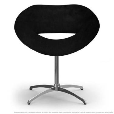 Imagem de Cadeira Beijo Preta Poltrona Decorativa Com Base Giratória - Clefatos