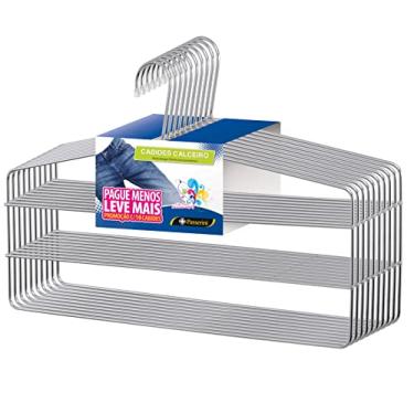 Imagem de Cabide para Calça Triplo Calceiro Cromado Organização Roupa Armario - Kit com 20 Unidades