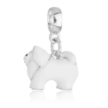 Imagem de Pingente Berloque Cachorro Spitz Alemão Para Pandora Banhado a Prata 925