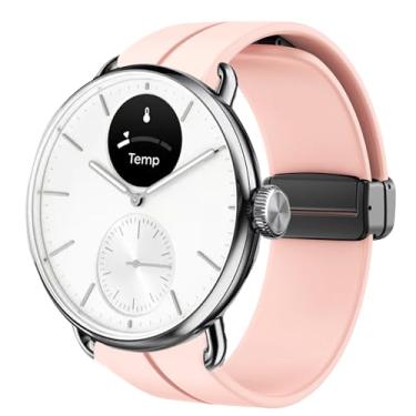 Imagem de Pulseiras de reposição para smartwatch Withings, pulseira esportiva de silicone macio Lamshaw de 20 mm, pulseira esportiva de silicone macio, compatível com Withings ScanWatch 2 de 42 mm/ScanWatch Horizon/ScanWatch 42 mm/Aço HR 40 mm/Aço HR Sport (pulseira tamanho 20 mm, rosa)