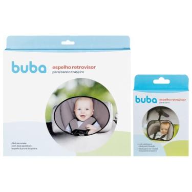 Imagem de Kit Espelho Retrovisor Oval Banco Traseiro Bebê Conforto Cadeirinha Carro e Espelho Retrovisor Dianteiro Pequeno Fixação Ventosa ou Clipe Buba