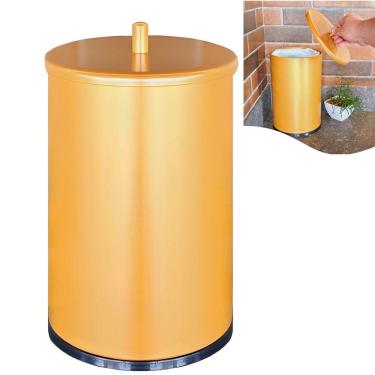 Imagem de Lixeira 9,1 Litros Cesto Lixo Tampa Cozinha Banheiro Lavabo Escritório Dourado - 30091/P CP