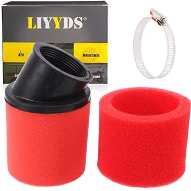 Imagem de LIYYDS Universal 48 mm 49 mm 50 mm Vermelho Angular Espuma Dupla Espuma Limpador de Filtro de Desempenho 50cc 70cc 90cc 110cc 125cc Motocicleta ATV Quad Scooter Go Kart Moped Pit Dirt Racing Super