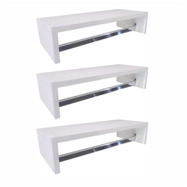 Imagem de Straub Web, Kit 3 Cabideiros de Parede Arara Porta Roupas Quarto Closet Branco - Straub Web