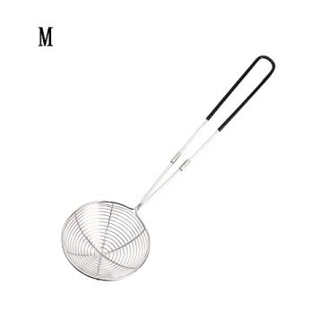 Imagem de Colher de escumadeira de coador de aranha, concha de aço inoxidável com alça longa para fritar cozinha (M)