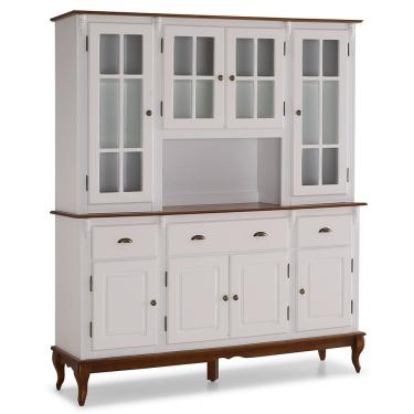 Imagem de Cristaleira Arca e Oratório Hannover 8 Portas 3 Gavetas com Nicho e Pés Luiz XV -Off White/Imbuia 