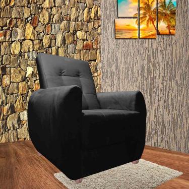 Imagem de Poltrona Confortável Para Amamentação Com Puff Descanso Pamela Preto