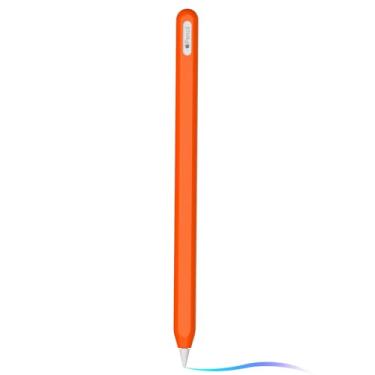 Imagem de Capa de silicone ultrafina compatível com Apple Pencil 2ª geração, capa protetora de silicone para iPad Pro 11 12,9 polegadas 2018, capa de silicone macio à prova de choque (laranja)