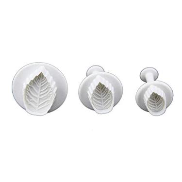 Imagem de Longzang Cortador de folhas de rosas com veias para decoração de bolos Fondant ferramenta para relevo, conjunto de 3, branco