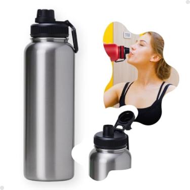 Imagem de Garrafa Termica Inox Parede Dupla 1,2 Litros Garrafinha De Agua Original Inoxidavel Frio Gelando Quente 24h academia trabalho escritorio casa oficina Tampa livre de BPA proteção bocal (Inox)