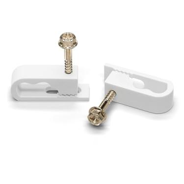 Imagem de THE CIMPLE CO Clipes de cabo duplo, 50 peças, gerenciamento de cabos interno/externo, clipes de fio de 1/2 polegada para coaxial, Ethernet, fio elétrico, clipes de parafuso para fios na parede, branco