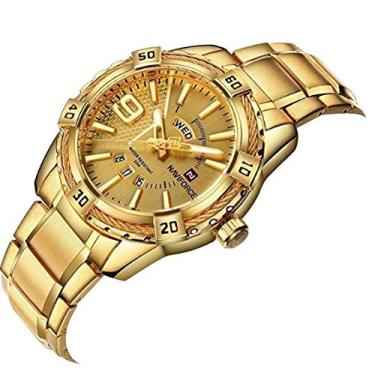 Imagem de Relogio Naviforçe Masculino Esportivo Pulseira Aço NF9117 Dourado (Dourado)