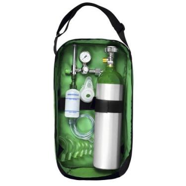 Imagem de Kit Oxigênio Portátil 3 Litros Alumínio com Bolsa Verde Sem Carga - Co