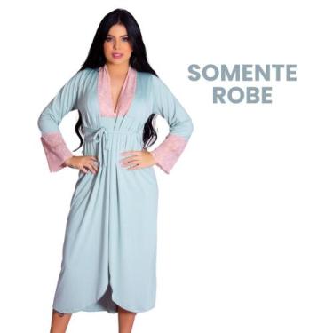 Imagem de Robe Roupão Longo Com Detalhes em Renda Elegante Romantic Lingerie Fem