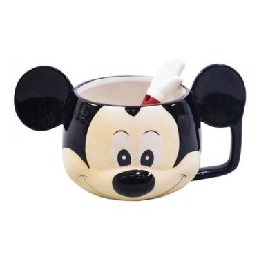 Imagem de Caneca De Porcelana + Colher Rosto Do Mickey Mouse Oficial - Taimes, M