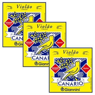 Imagem de Kit c/ 3 jogo de cordas giannini para violão nylon genwb c/bolinha