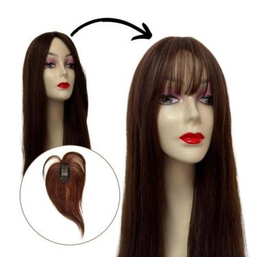 Imagem de Prótese Capilar Topo Franja Cabelo Humano Liso 25cm - Central dos Cabe