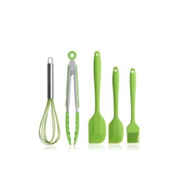 Imagem de Conjunto Utensílios Jogo De Colher Cozinha Silicone 5 Pçs - LIP, Verde