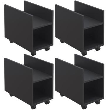 Imagem de Kit 04 Suportes Para Cpu E Nobreak Com Rodízios Guide L03 Preto - Lyam