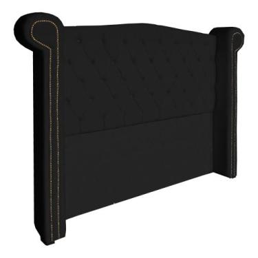 Imagem de Cabeceira Estofada Sienna Para Cama Box Solteiro 90 Cm Suede Preto - L