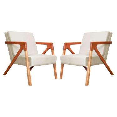 Imagem de Conjunto 2 Poltronas Monalisa Com Braços de Madeira Veludo Bege - LM D