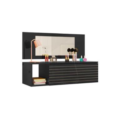 Imagem de Penteadeira Camarim Suspensa Preta Com Espelho Joy Peternella