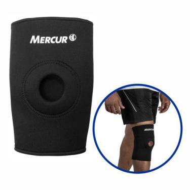 Imagem de Joelheira Esporte C/Orificio Reforçado Preta Neoprene Patela - Mercur