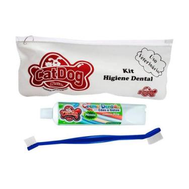 Imagem de Conjunto de Higiene Dental Cat Dog Creme Dental Menta e Escova de Cabo
