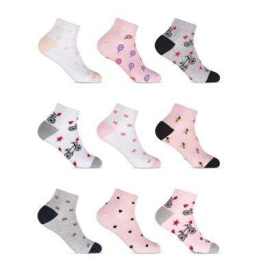 Imagem de Kit 24 Pares Meia Soquete Algodão Feminina Altomax Cano curto