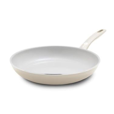 Imagem de GreenPan Frigideira Dover Saudável de Cerâmica Antiaderente, Frigideira de 25,4 cm, Livre de PFAS, Lavável na Lava-louças, Alça de Aderência Confortável, Branco Creme