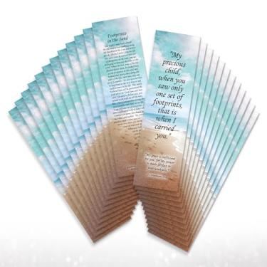 Imagem de Marcador de livro Footprints in the Sand – Pacote com 24, 2 lados, marcador bíblico inspirador cristão, marcadores religiosos para leitura, 18,4 cm x 5 cm (24 marcadores)