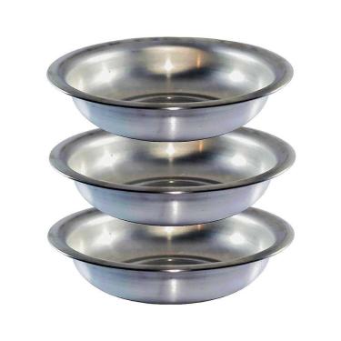 Imagem de Conjunto Kit Bacia Alumínio Redonda Banho Assento 3 Peças N4