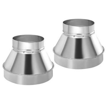 Imagem de PATIKIL Conector redutor de duto redondo de 20 a 12 cm, 2 peças de adaptador de duto de ar de aço galvanizado para sistemas de ventilação em linha de banheiro, cozinha, tom prateado