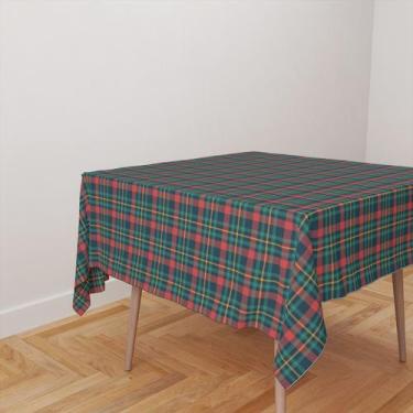 Imagem de Toalha De Mesa Quadrada 4 Lugares Tecido Oxford Xadrez Vermelho, Verde